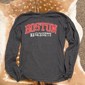 Boston Massachusetts Charcoal Long Sleeve Tee